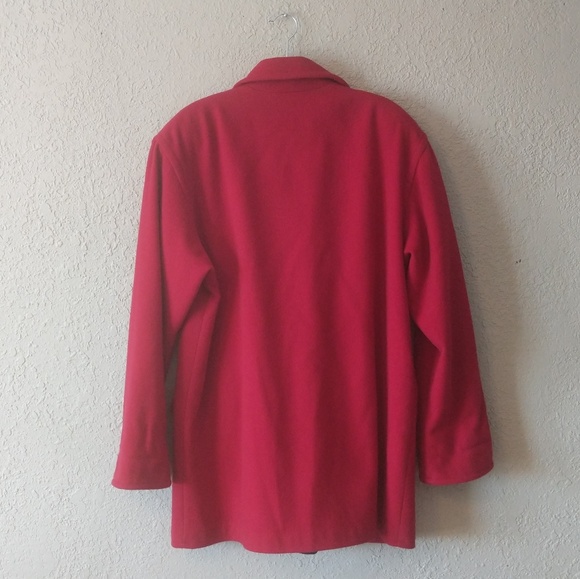 Eddie Bauer red zip-up pea coat sz L - Picture 6 of 8